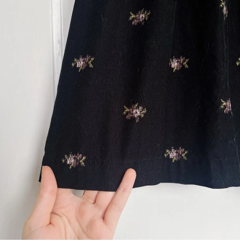 Madewell • Corduroy Quilted-Bib Mini Dress in Blurred Ikat babydoll black floral - Image 9