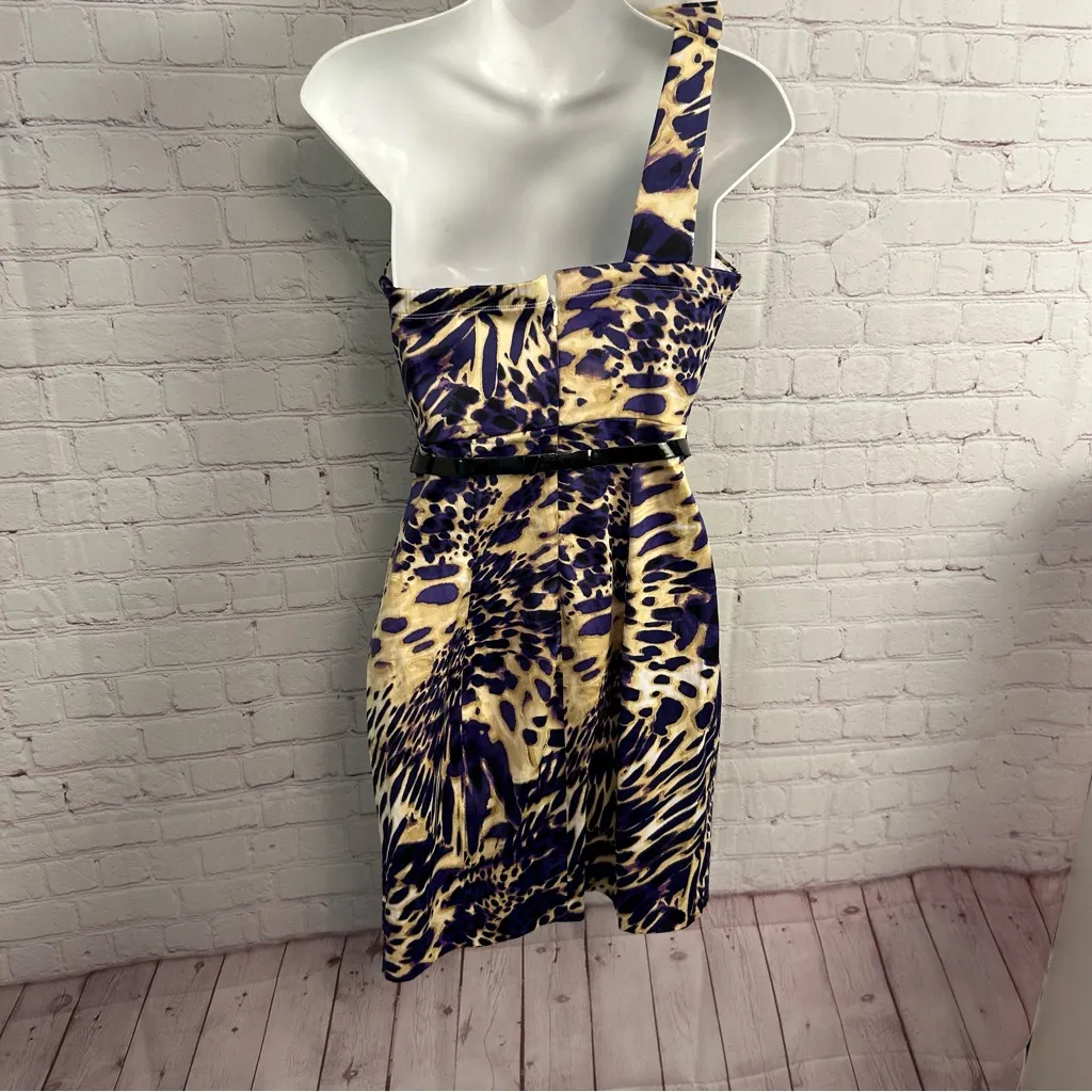 Vintage y2k Animal Print one shoulder belted dress Sequin Hearts size 5 juniors - Image 8