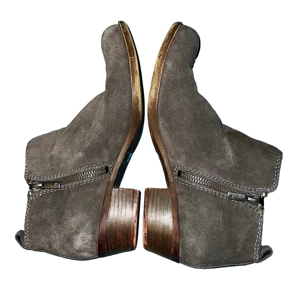 Lucky Brand Women's Basel Gray Suede Ankle Boots Double Zip Size 7 Fall Winter - Image 2
