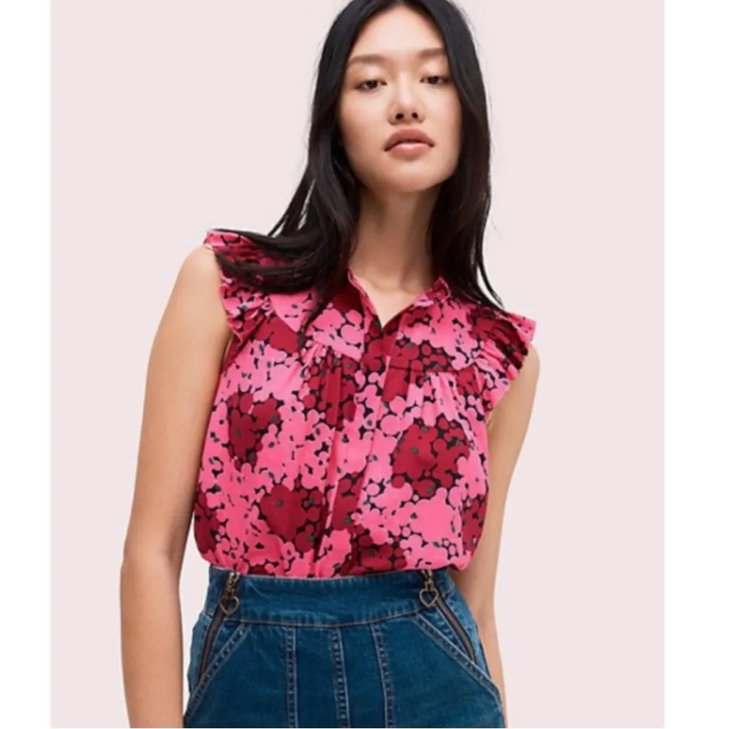 Kate Spade Bubble Dot Sleeveless Pink Blouse Tank Top XL - Image 2