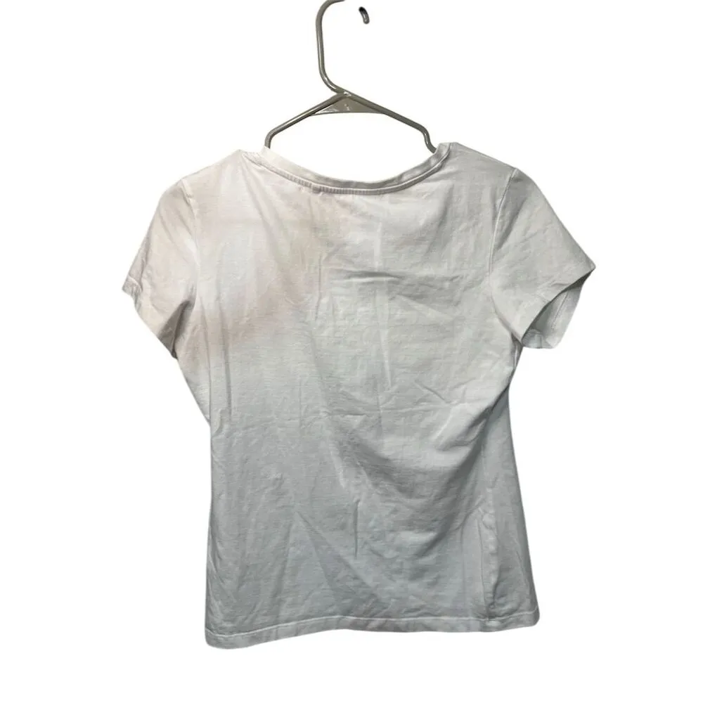 Guess Women's Beaded White T-Shirt Size L Short Sleeve Casual Top - Image 2