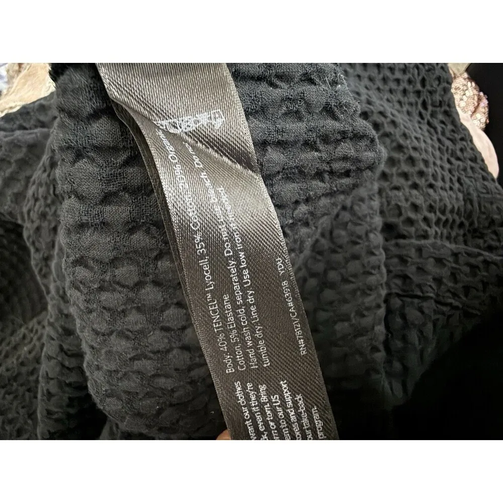 Eileen Fisher Tencel & Organic Cotton Honeycomb Shift Short Dress Black S/P - Image 11