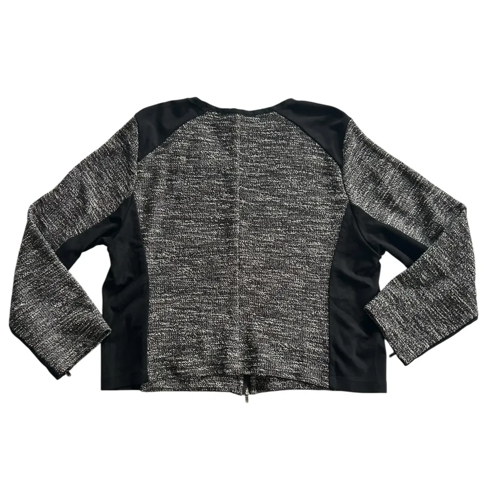 Eileen Fisher Tweedy Knitted Cotton Tweed Collarless Jacket Zipper Size XL - Image 11