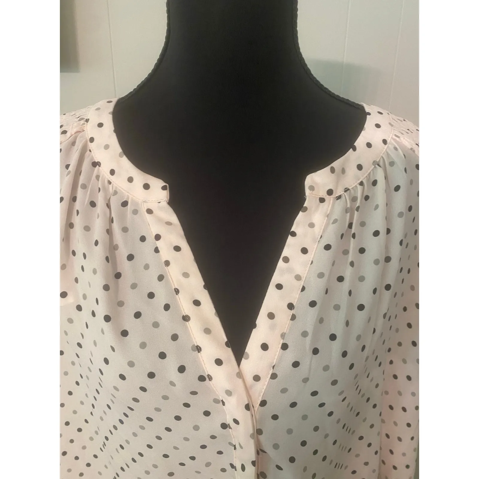 Rose+Olive‎ Pink Black Polkadot Blouse V - Image 4