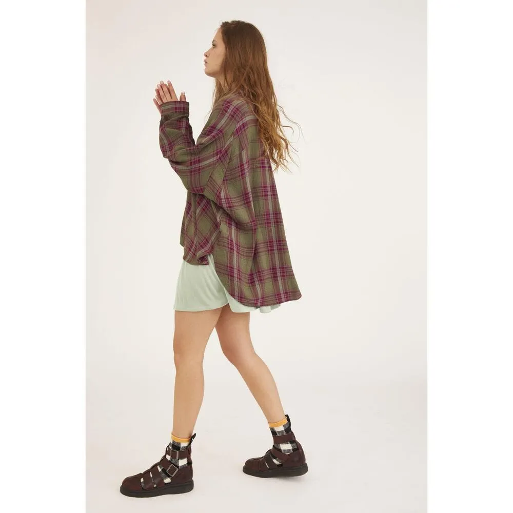 Urban Outfitters BDG Lachlan Flannel Button-Down Shirt - Green Multi - Small - Image 4