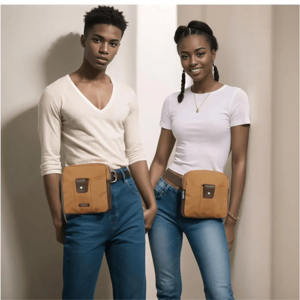 Riffty Small Crossbody Travel Duffle Bag Vintage Carry On Leather Canvas Shoulde Brown - Image 4