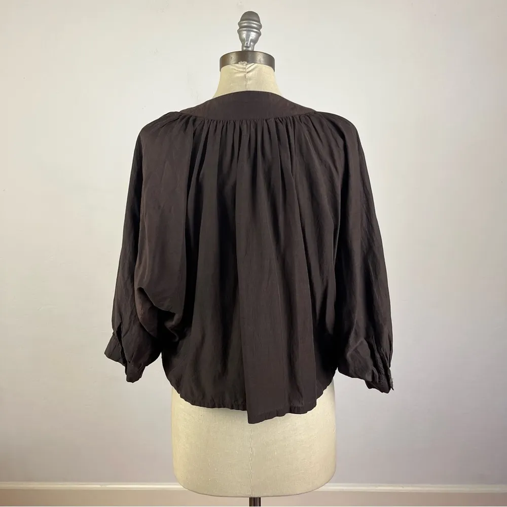 Mille Brown Balloon Sleeve Button Down Shirt - Image 5