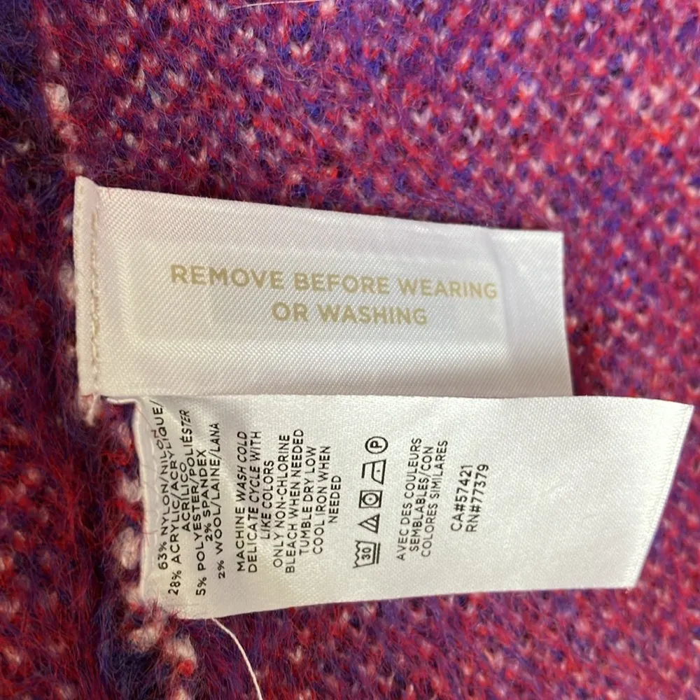 Ann Taylor Cardigan Sweater Plaid Maroon Blue Red Coat Long Medium Petite - Image 8