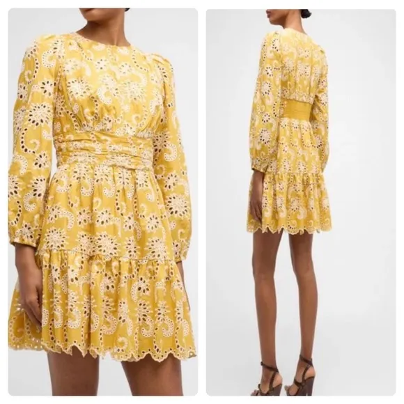 Shoshanna Costas Eyelet-Embroidered Cotton Mini Dress - Image 2