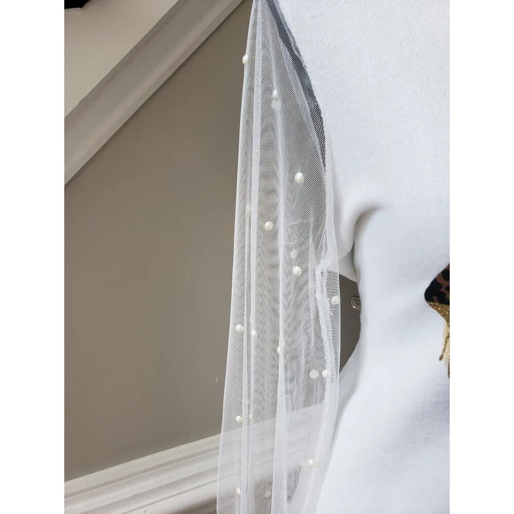 Love + Lace Sweater Women Size Large White Casual Long Sleeve Crew Neck Pullover - Image 12