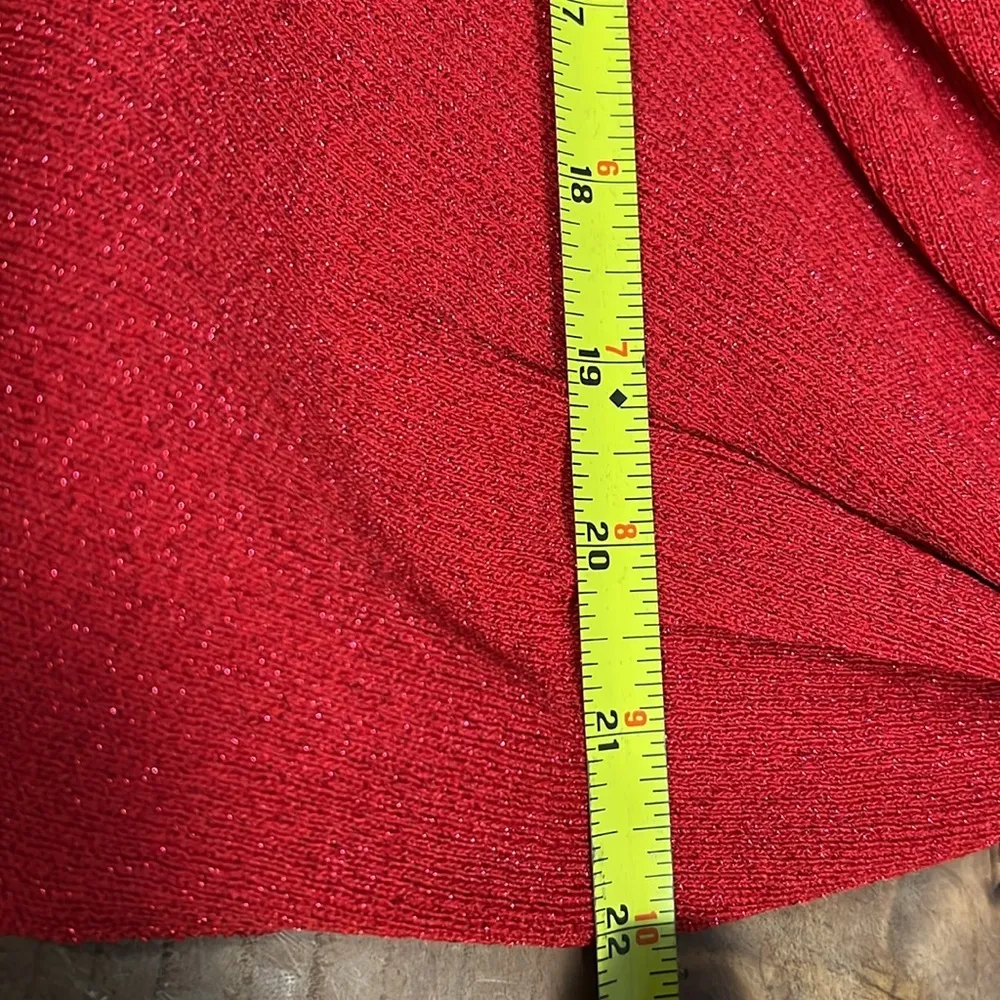 Calvin Klein medium red dressy pullover v-neck sweater ruched bottom sparkly NWT - Image 7