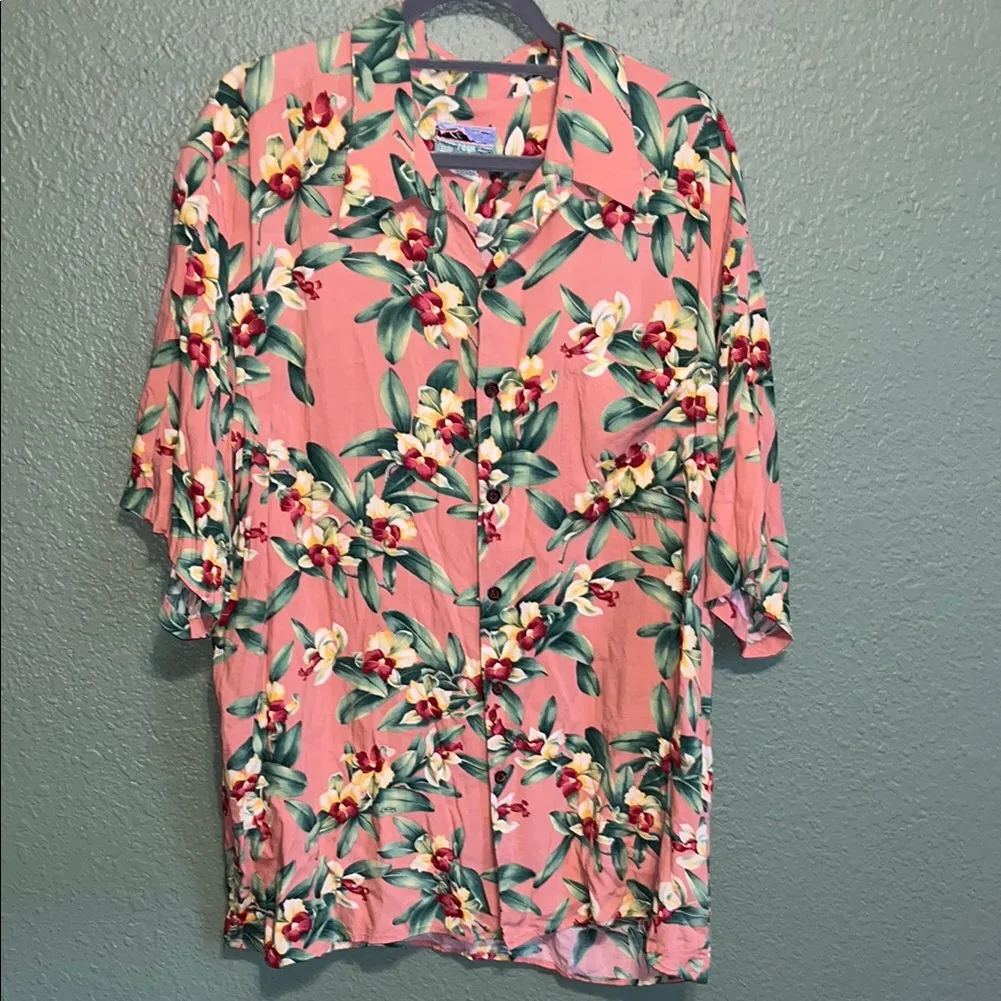 Reyn Spooner Vintage Hawaiian Floral Rayon Camp Shirt Hawaii Tropical Shirt Pink Size XXL - Image 3
