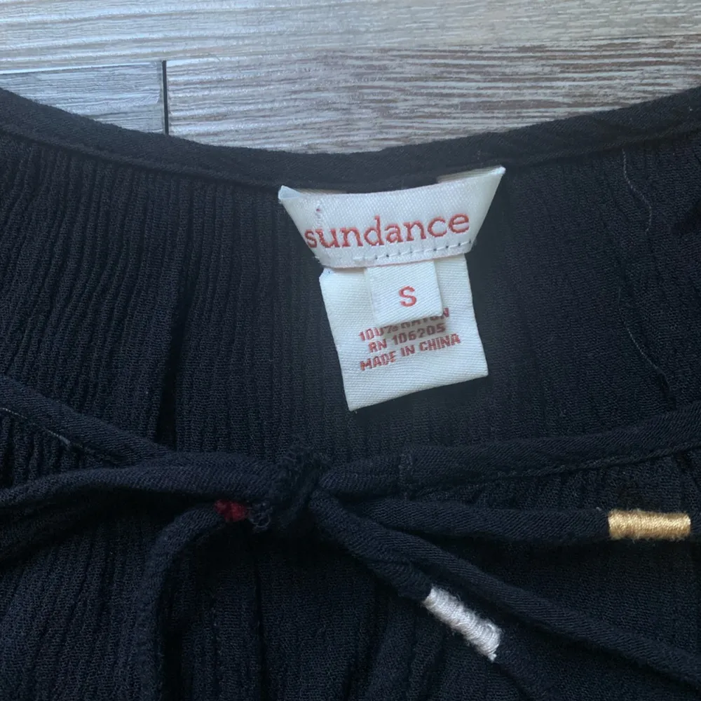 Sundance Catalog Laila Black Peasant Top S - Image 3