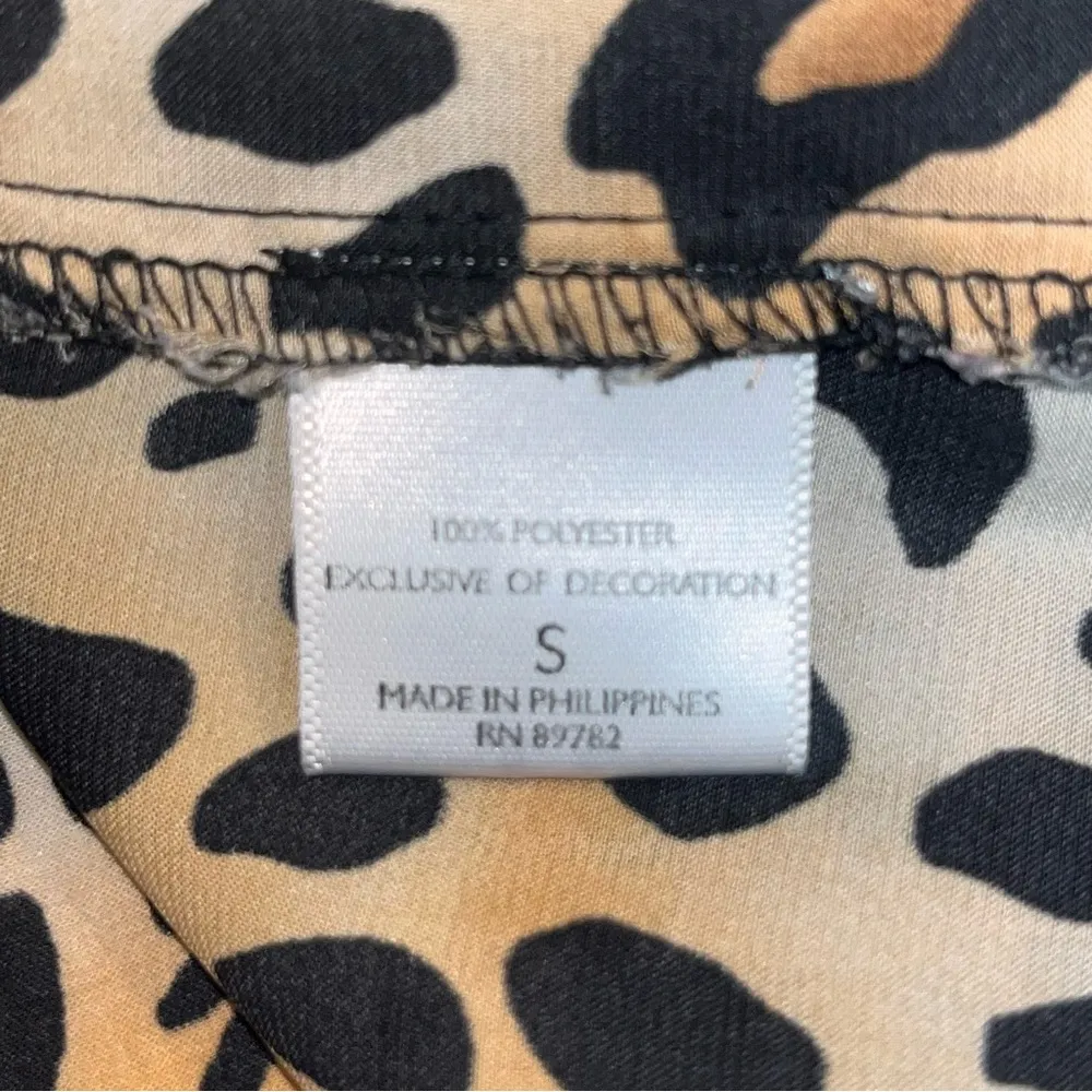 Natori Animal Print Silk Pajamas Set S Brown - Image 9