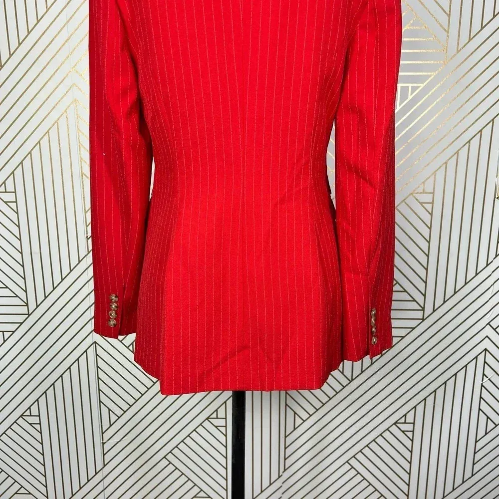 C/MEO Collective Go From Here Double Breasted Red Pinstripe Blazer Size US Small - Image 10