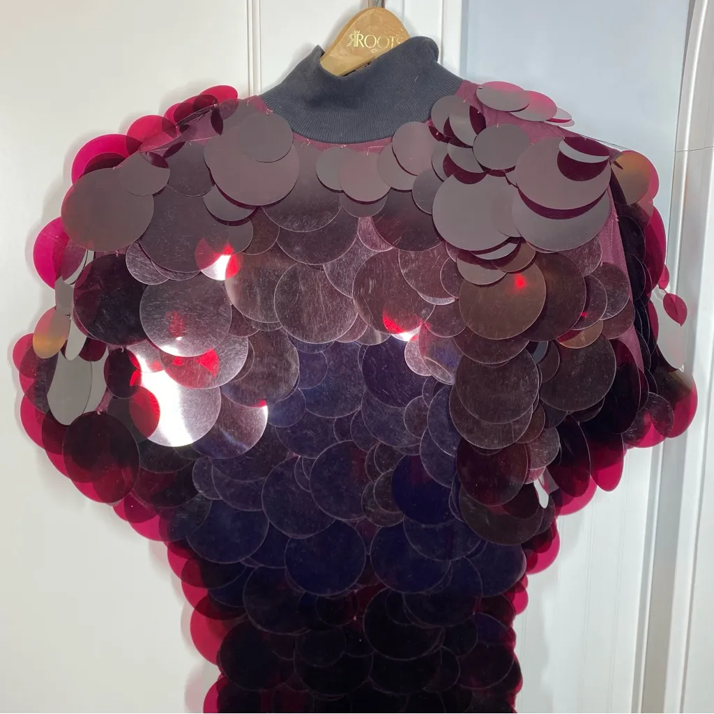 ASOS ARRANGE high neck paillette sequined fringe hem maxi dress in merlot size 2 Red - Image 4