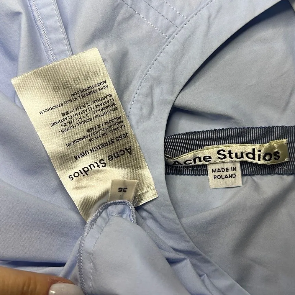 Acne Studios 3/4 Jess Strech Sleeve Side Slit Blouse Blue - Image 8