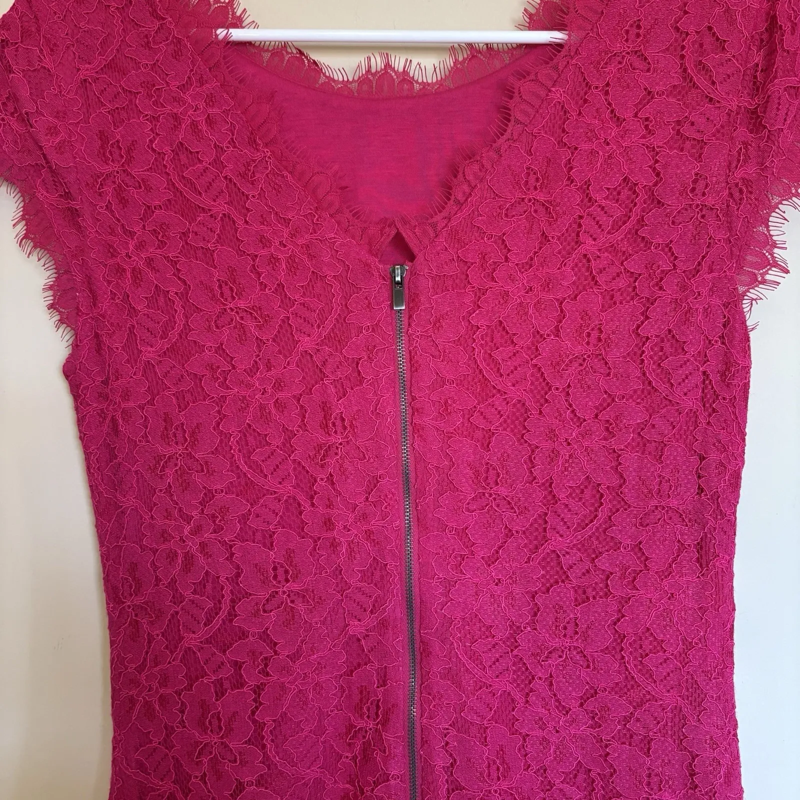 Diane Von Furstenberg Brittany Stretch Lace Fuschia‎ Jewel Pink Dress 8 - Image 8