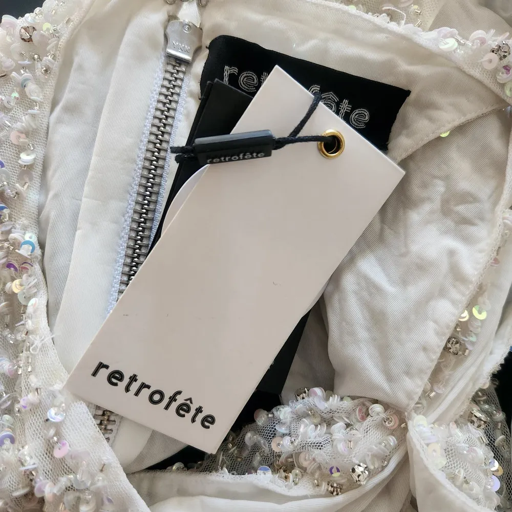 Retrofete Lio Top White Sequin Crystal Criss Cross Tank Size Medium NWT - Image 11