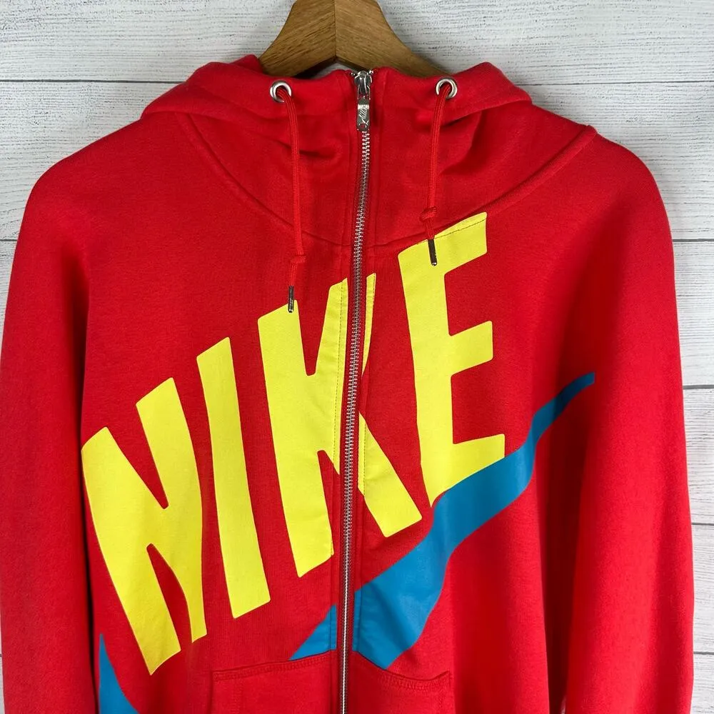 Nike Vintage Womens size Medium Full Zip Spellout Hoodie Jacket Red - Image 3