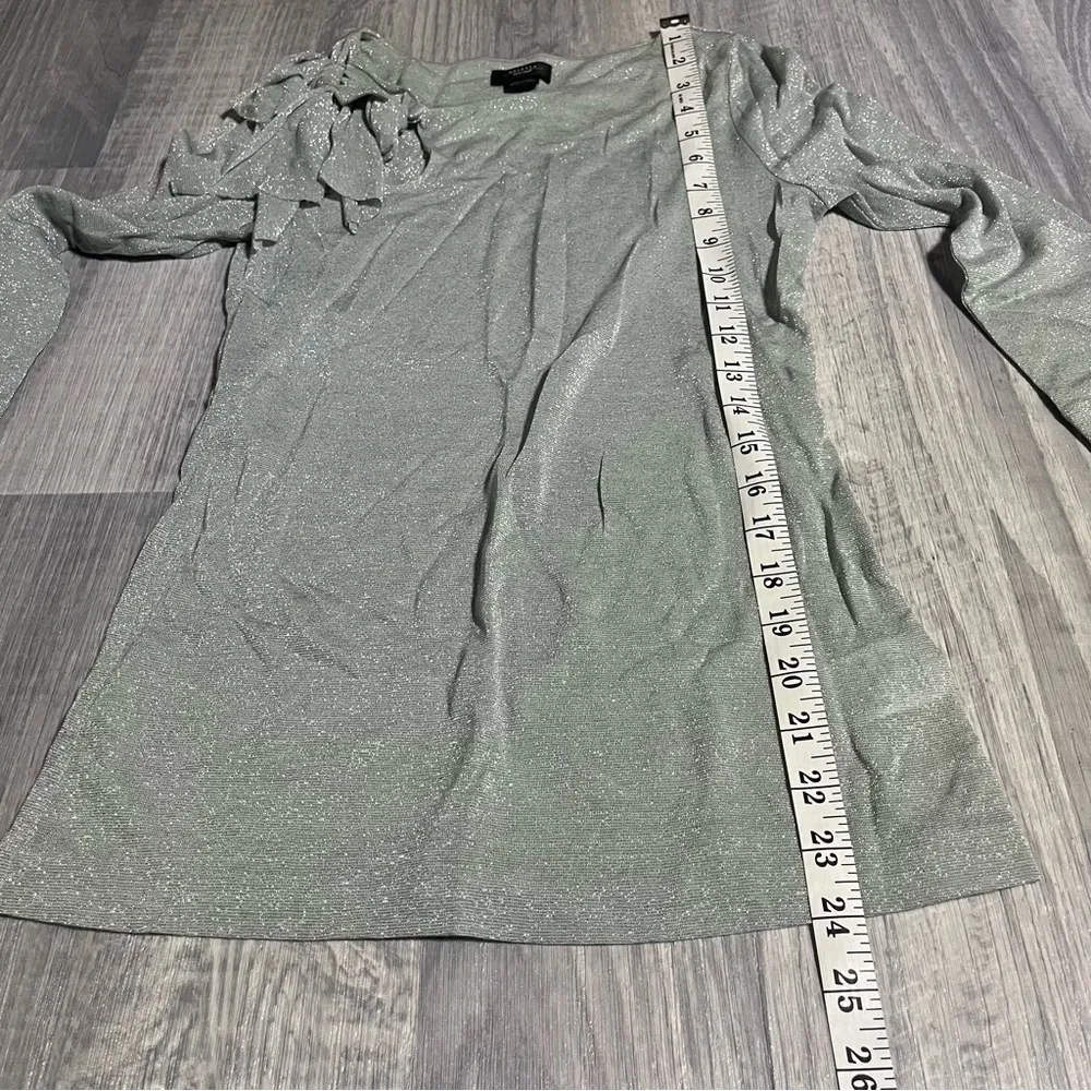 Deletta Anthropologie Silver Grey 3/4 Sleeve Bow Blouse Top; XS Women’s - Image 5