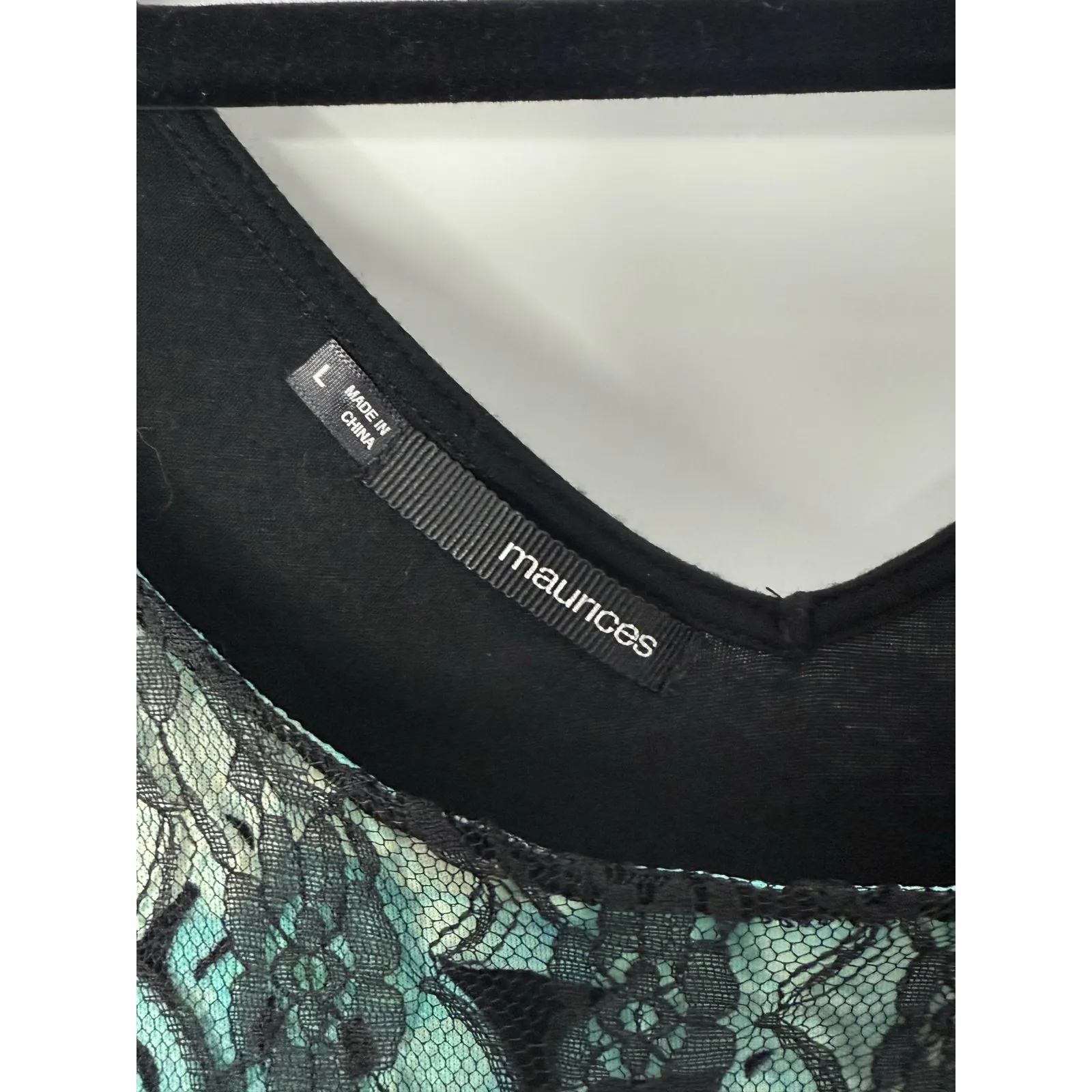 Maurices Y2K Whimsygoth Lace Overlay Tank Top Black Teal Gothic L - Image 3