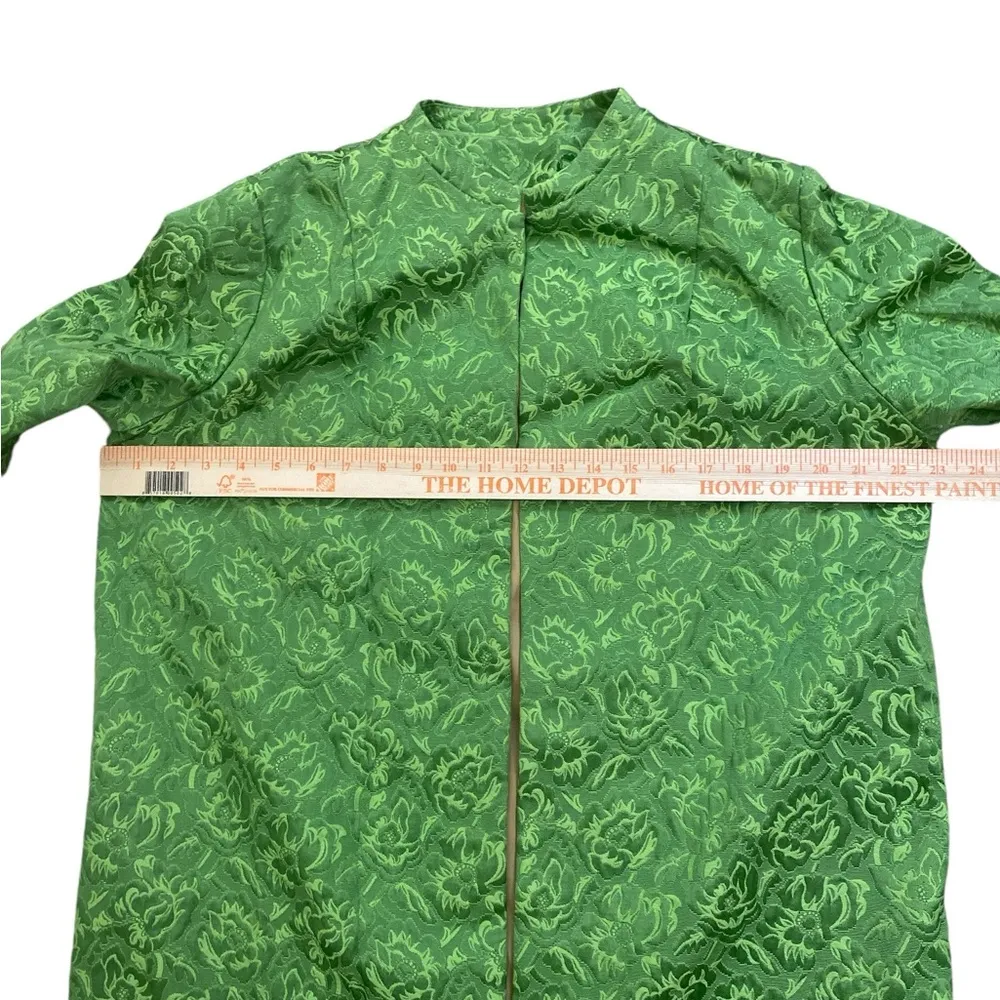 Vintage 60s green short sleeve brocade jacket Size M - Image 4