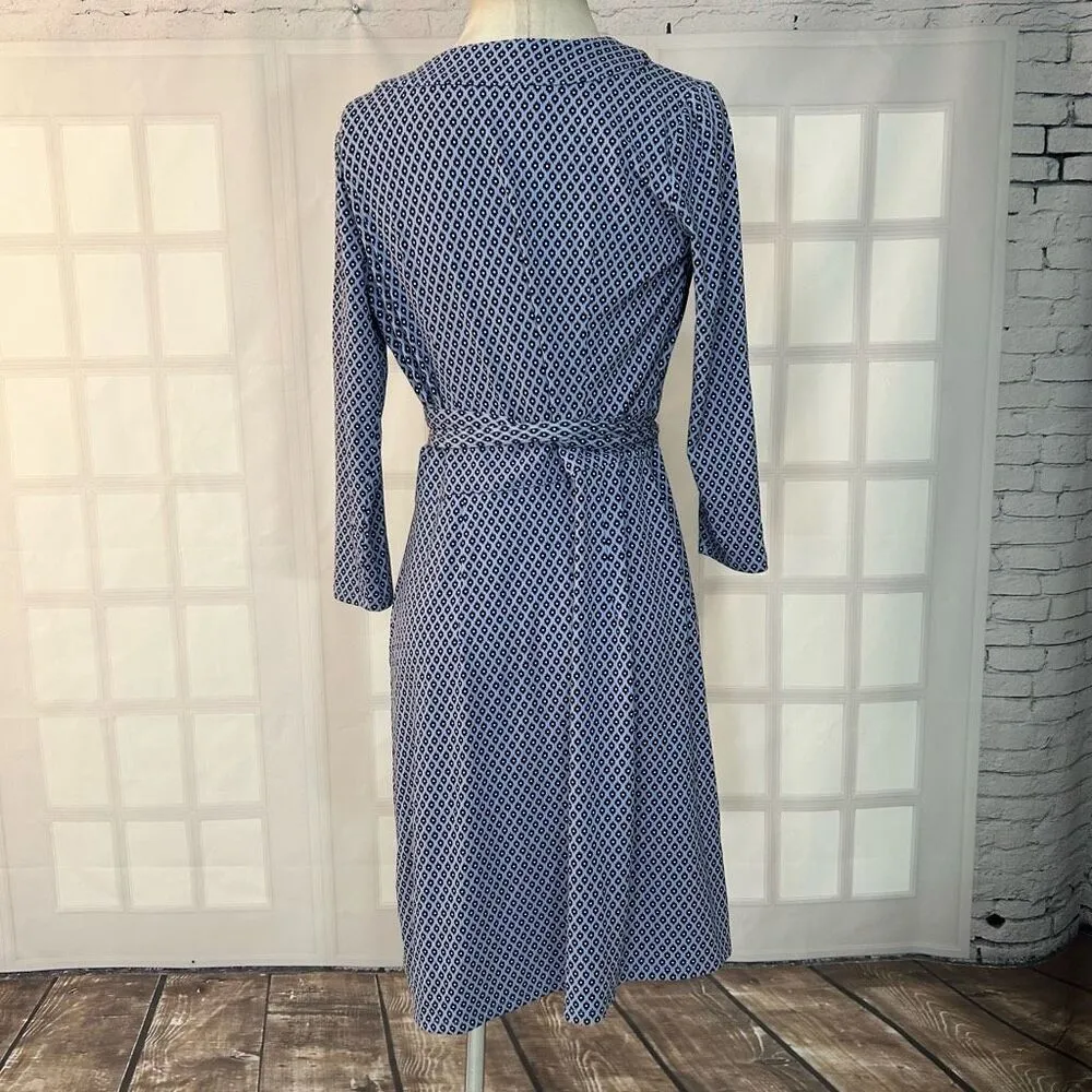 Ann Taylor 3/4 sleeve blue print slinky stretchy true Wrap Dress Size 2 - Image 5
