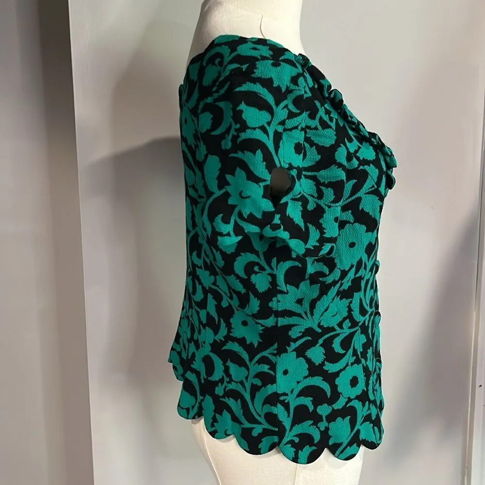 Anthropologie Maeve Floral Green and Black Women's Top - 4 - Image 8