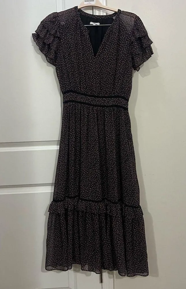 Rebecca Minkoff Black Patricia Ruffle Midi Dress Size Small $248 - Image 2