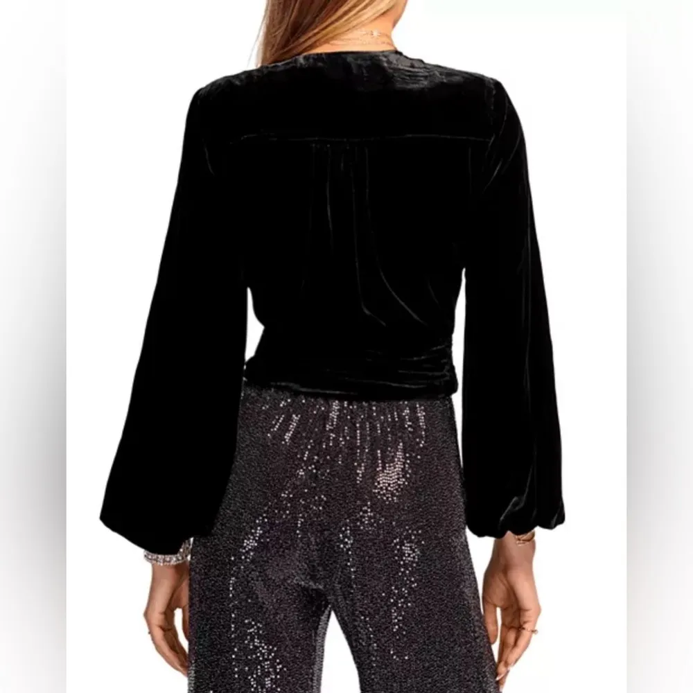 Ramy Brook Womens Jaxon Velvet Long Sleeves Cropped blazer top size medium - Image 10