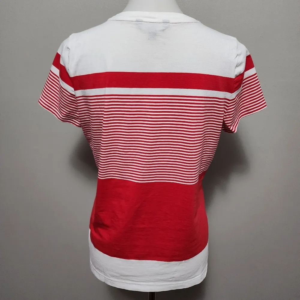 Lauren Ralph Lauren red white stripe tee size large - Image 4