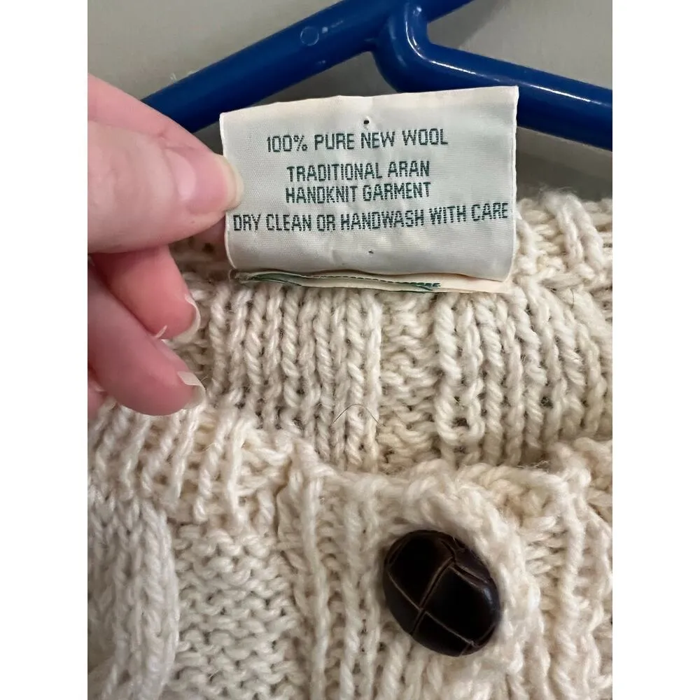 Vintage Blarney Wollen Mills Handknit Cardigan Sweater 100% Pure Wool Ivory XS/S - Image 5