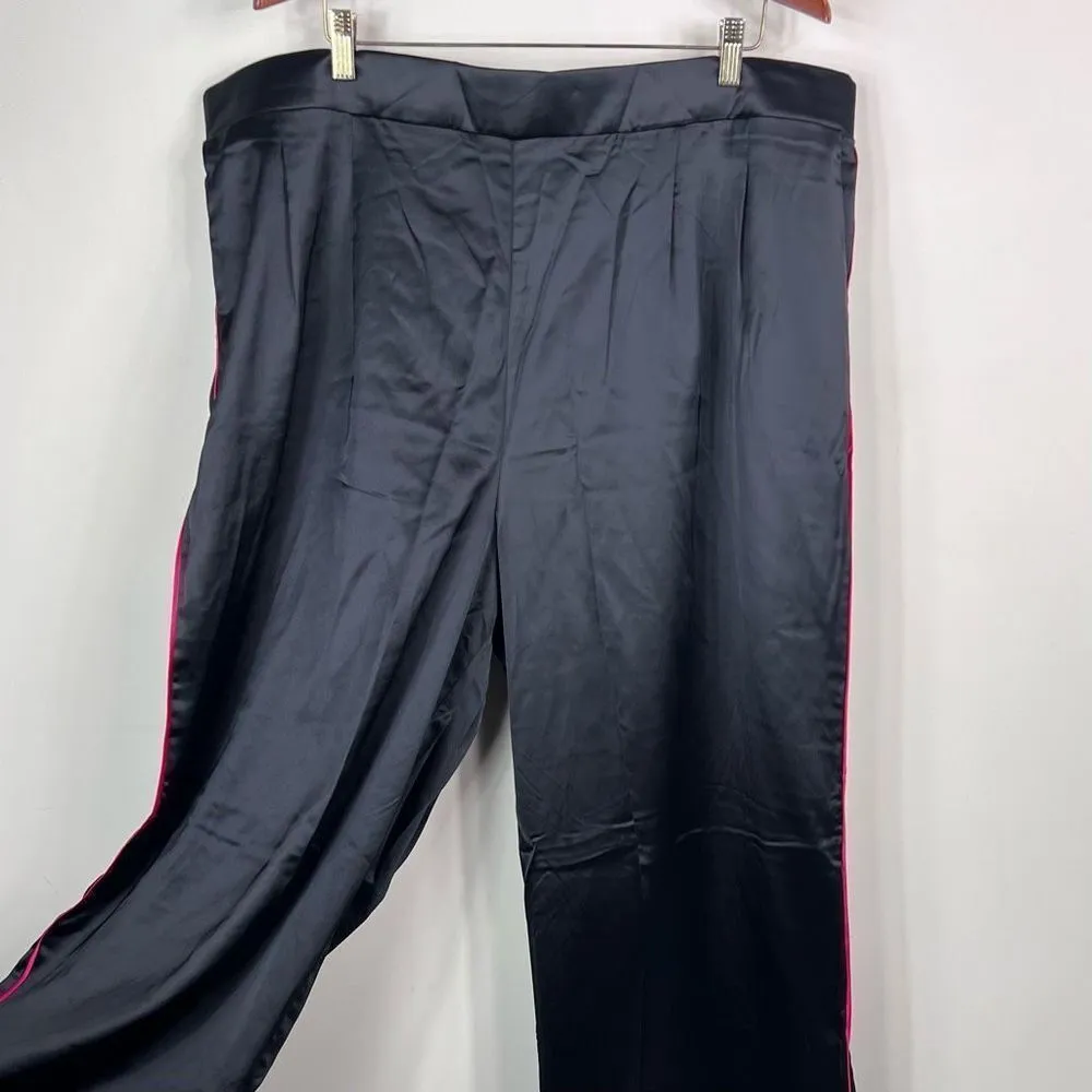 Torrid Wide Leg Satin High Rise Pant Black with Pink Pinstripe 3x Tall - Image 6