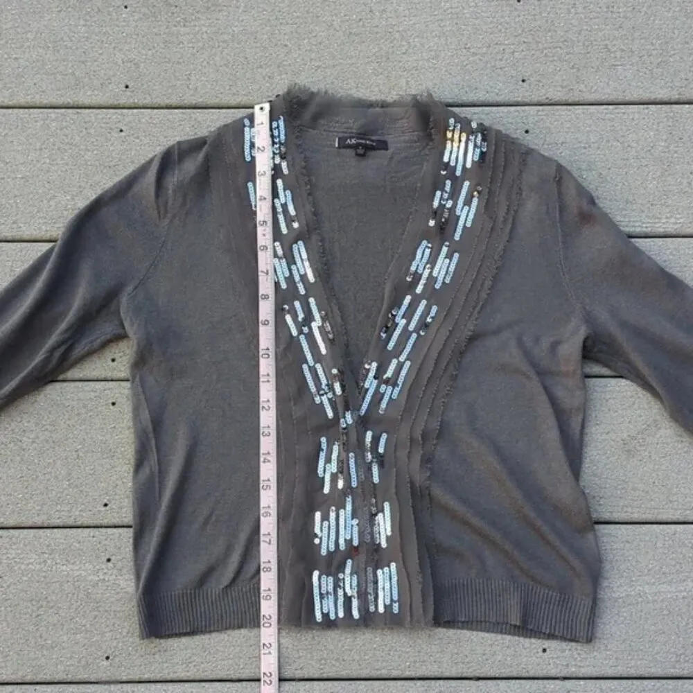 AK | Anne Klein Pima Cotton Sequin Trim Cardigan Sweater - Image 9