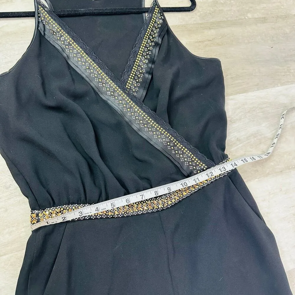 Diane von Furstenberg Caroline Embellished Surplice-Top Jumpsuit in Black - Image 9