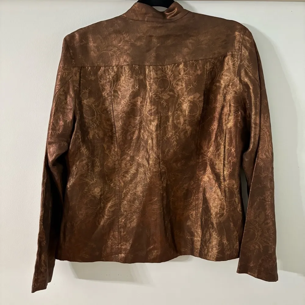 Chico’s Lightweight Linen Silk Blend Bronze Jacket. Size 1 - Image 11