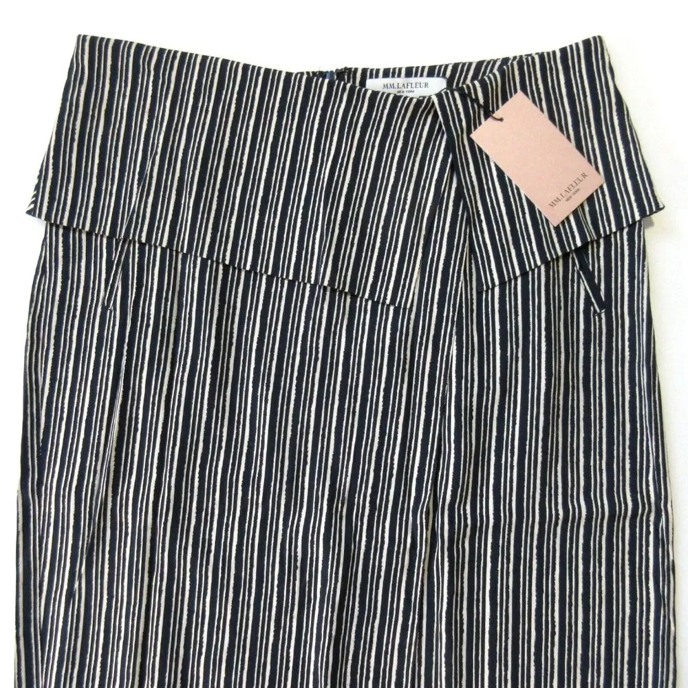 NWT MM. Lafleur Montgomery in Navy Ivory Thick Stripe Pencil Skirt 12 - Image 2