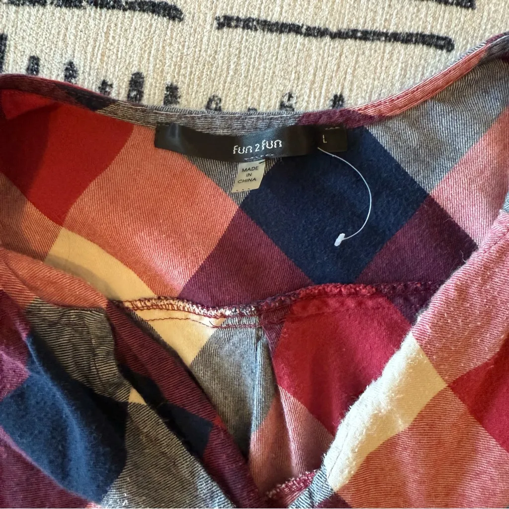 Fun 2 Fun Red and Blue Checkered Tank Top Large - Image 3