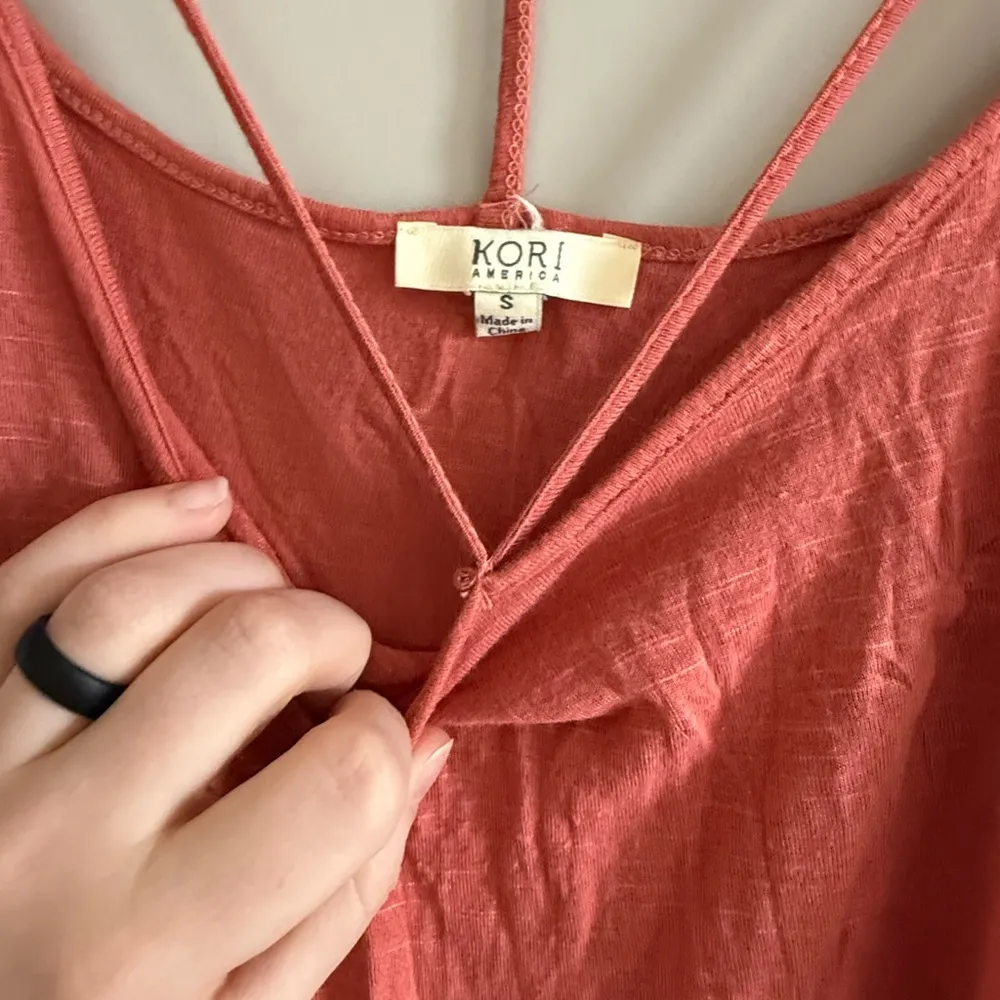 Kori Orange Pink Asymmetrical Tiered Camisole - Image 3