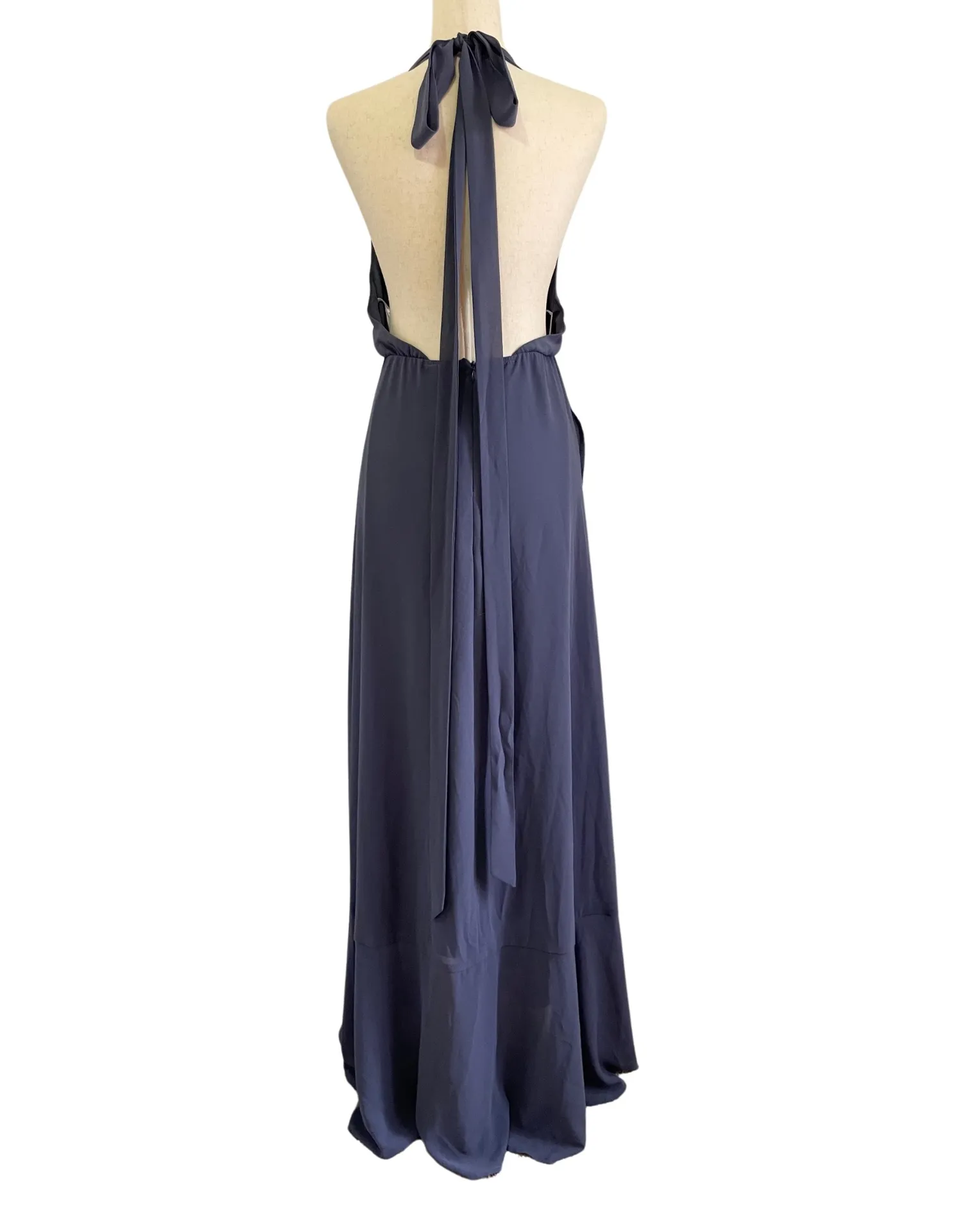 Wrap of Luxury Denim Blue Convertible High-Low Maxi Dress Size XL 0600S - Image 8