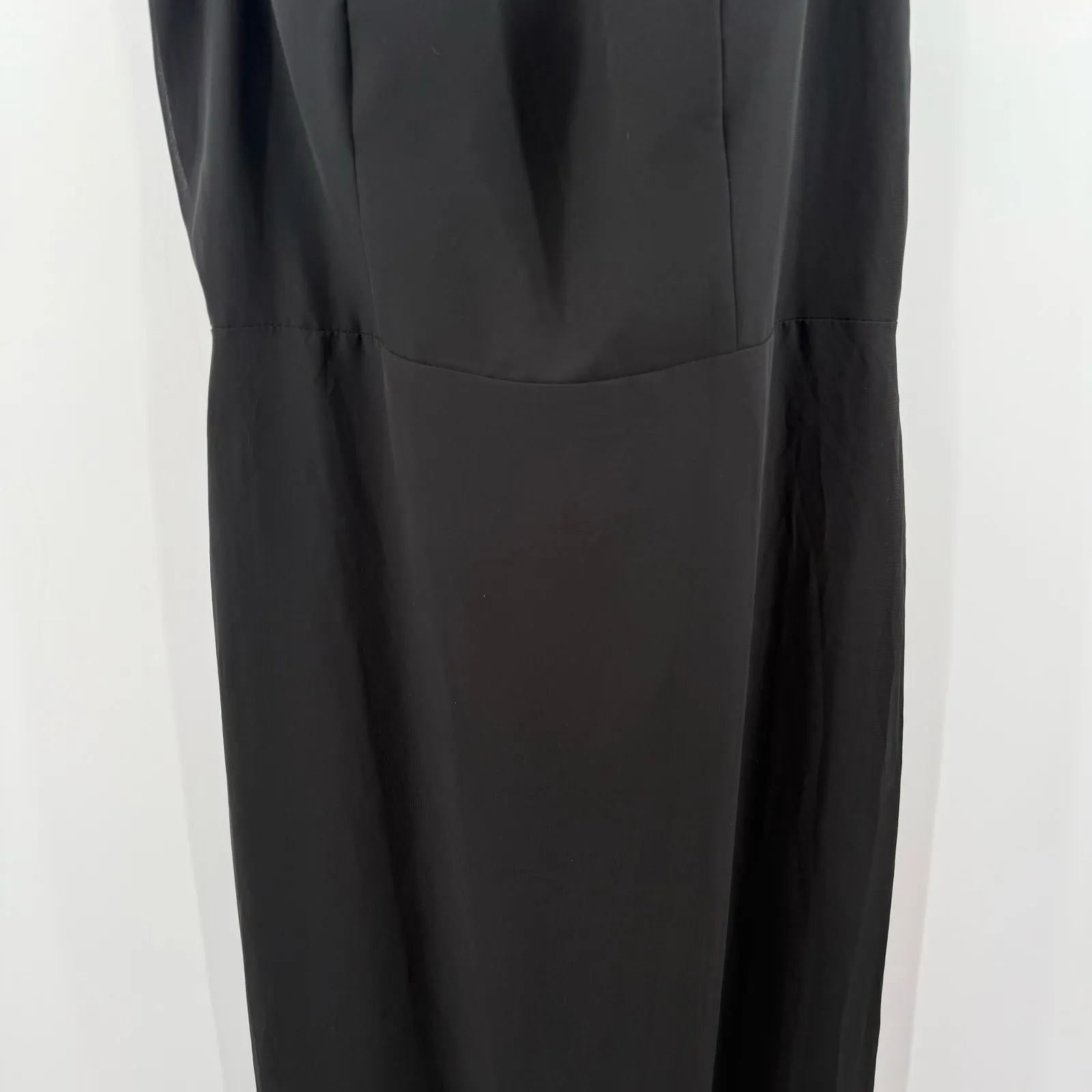 Azazie Tayla Dress Size 14 Bridesmaid Black Chiffon V-Back Side Boning Wedding - Image 9
