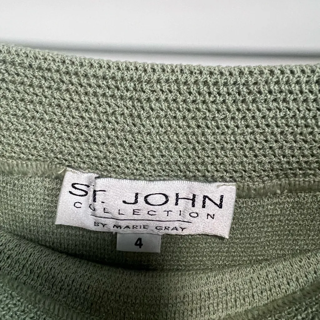 St. John Two Piece Set, Blazer and Skirt, Shade of Sage Green, Size 4 - Image 6