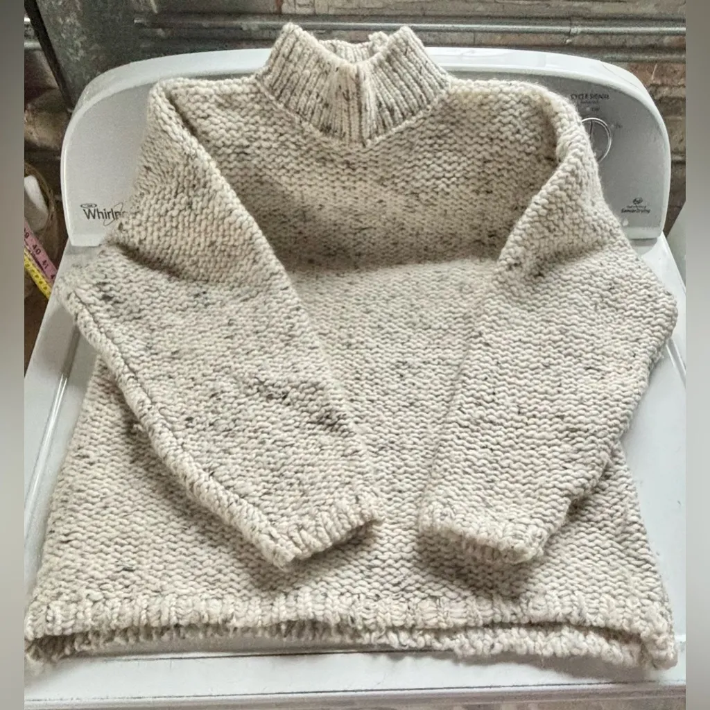 GLENEDEN England Vintage Roomy Cream Rag Wool Blend Mock Turtleneck Sweater S/M - Image 2