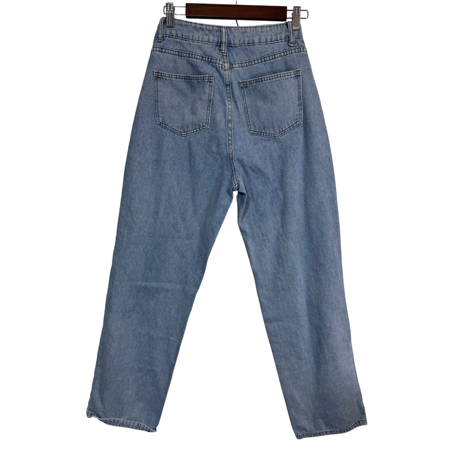 Shein Women's High Rise Straight Leg Denim Mom Jeans Size 4‎ Blue Casual Retro - Image 2