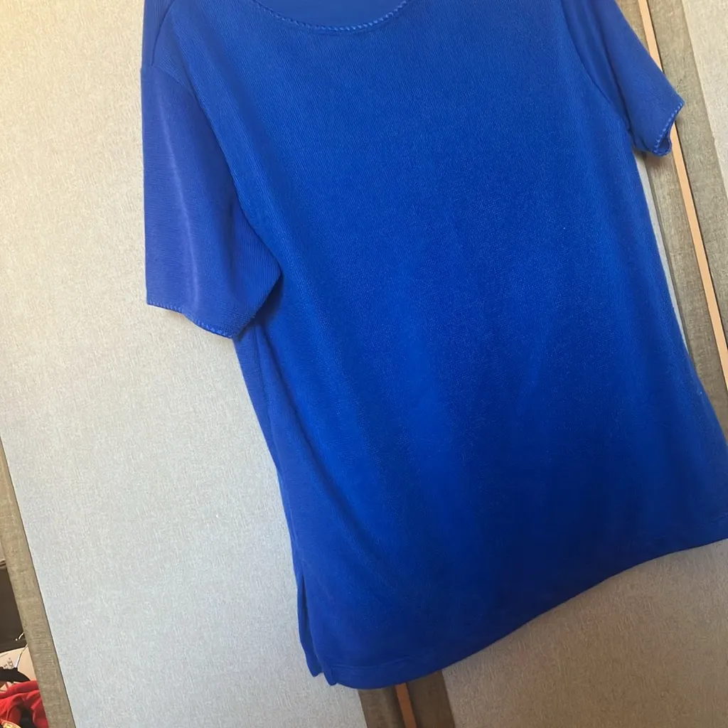 FINAL MARKDOWN Liz baker Vibrant Blue Short Sleeve Top petite large - Image 3
