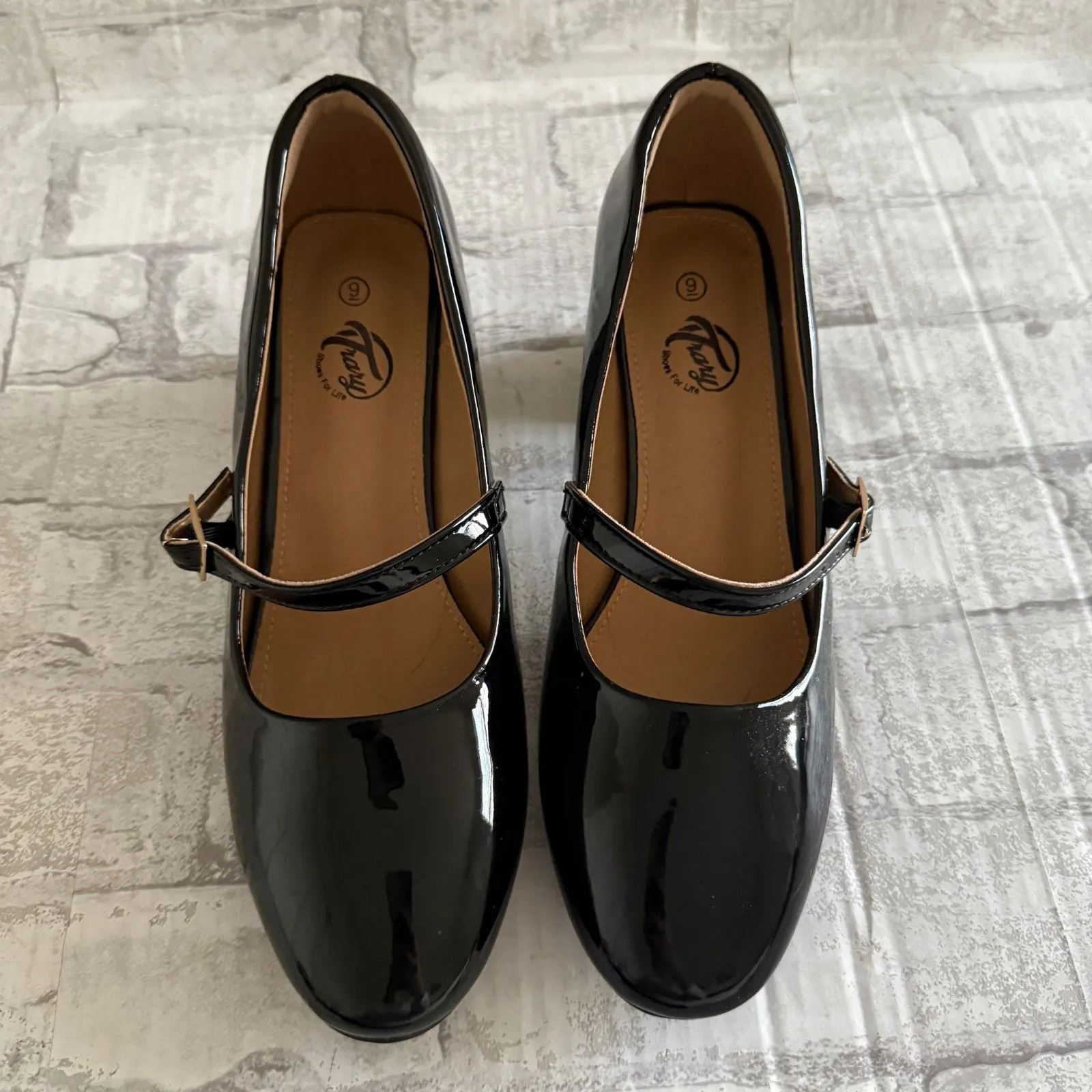 NWOB Trary Black Patent Leather Chunky Block Heel Round Toe Mary Jane Pumps Sz 9 - Image 7