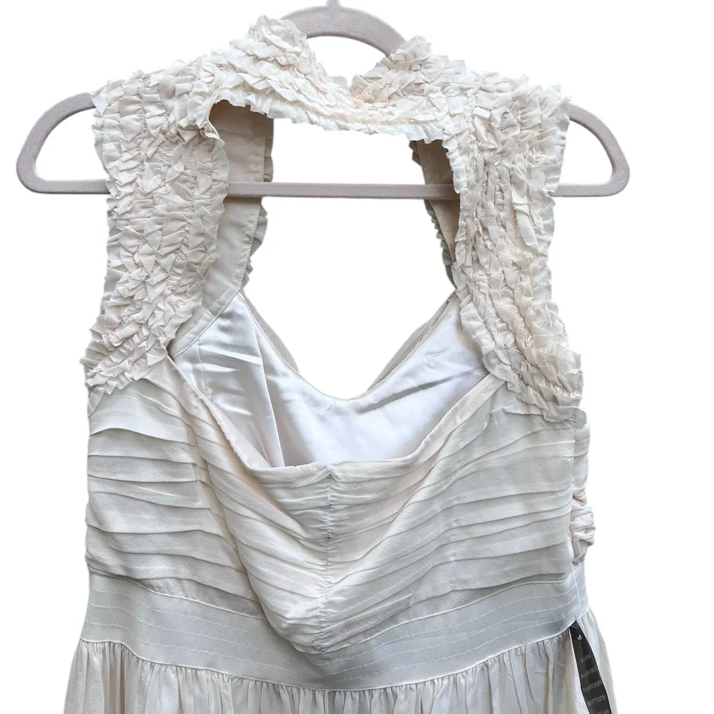 Bebe Cream Draped‎ Silk Mini Dress Large Y2K BBL Skirt Cocktail Party NWT - Image 6