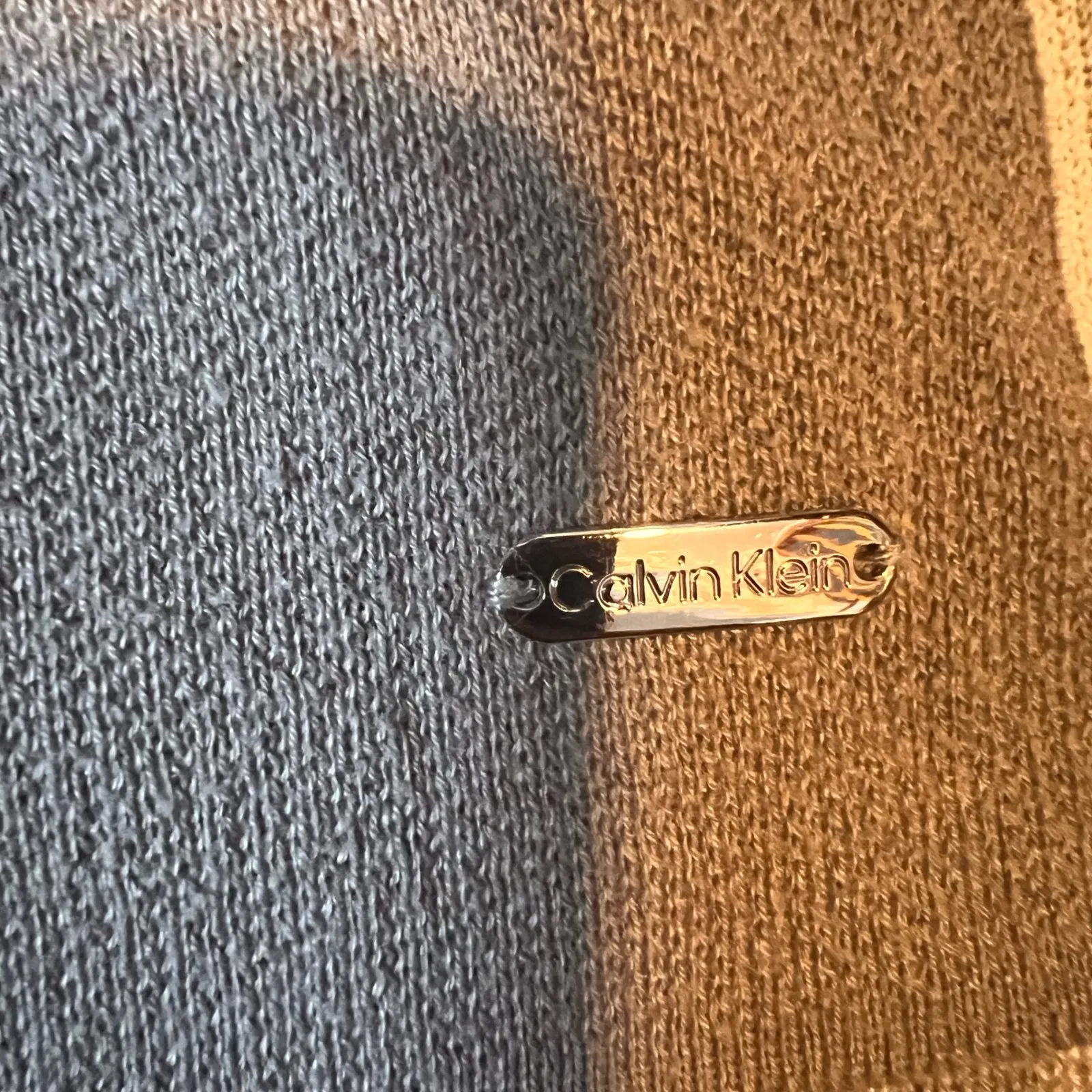 Calvin Klein Gray Grid Cowl Neck Knit Sweater‎ Tunic Top Women's Small - Image 2