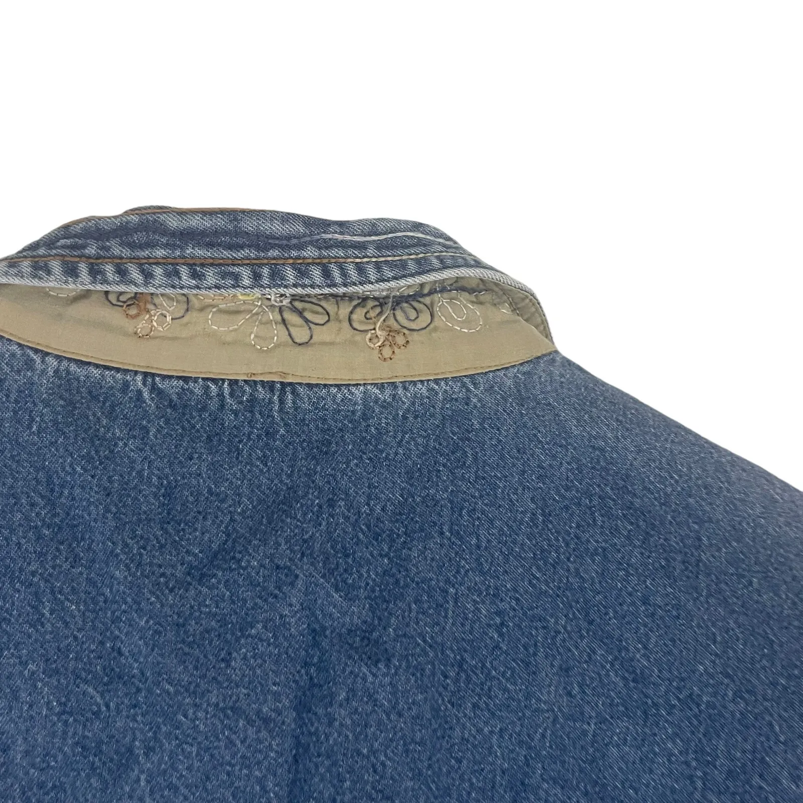 Jane Ashley Vintage‎ 90s Women's Size Large Embroidered Denim Shacket Button Up - Image 7